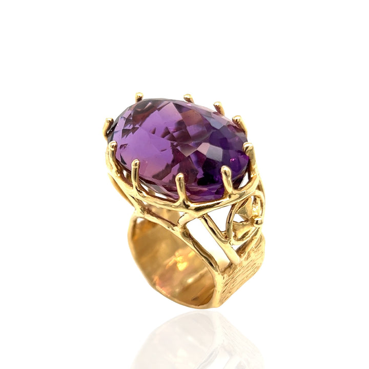 14 Karat Yellow Gold Amethyst Cocktail Ring