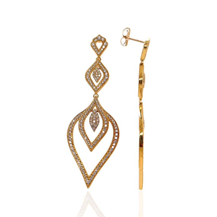 18 Karat Yellow Gold and Diamond Chandelier Earrings