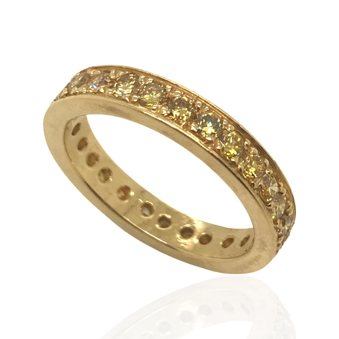 18 Karat Yellow Gold Fancy Diamond Eternity Band