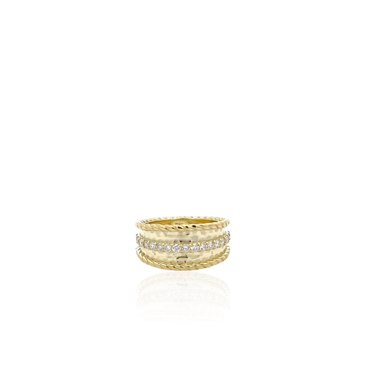 14 Karat Green Gold Diamond Wide Band