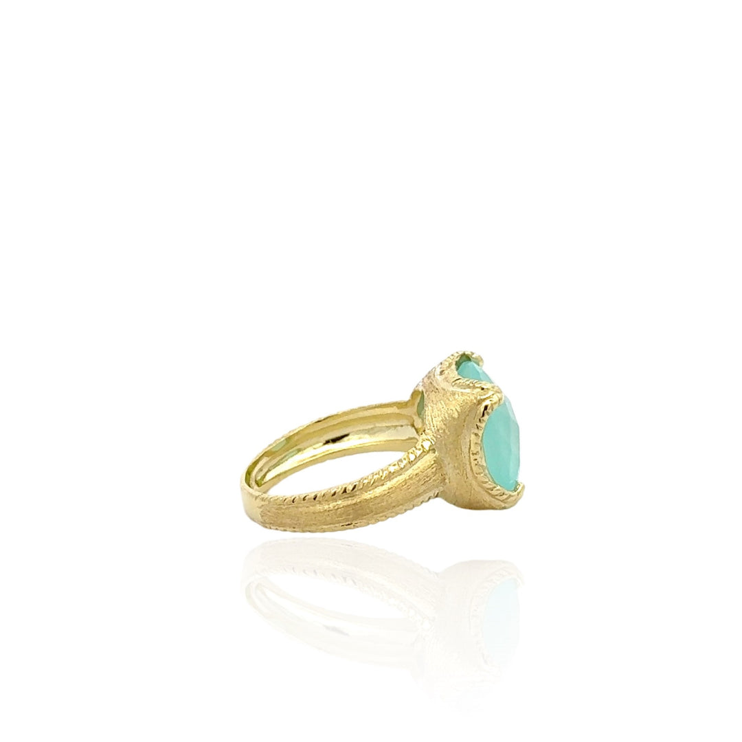 14 Karat Green Gold Chalcedony Ring