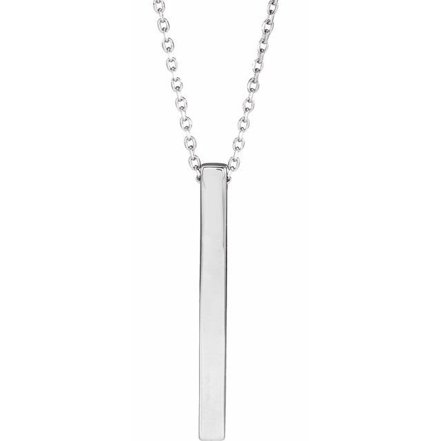 14 Karat White Gold Engravable Necklace