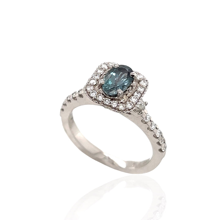 18 Karat White Gold Alexandrite and Diamond Ring