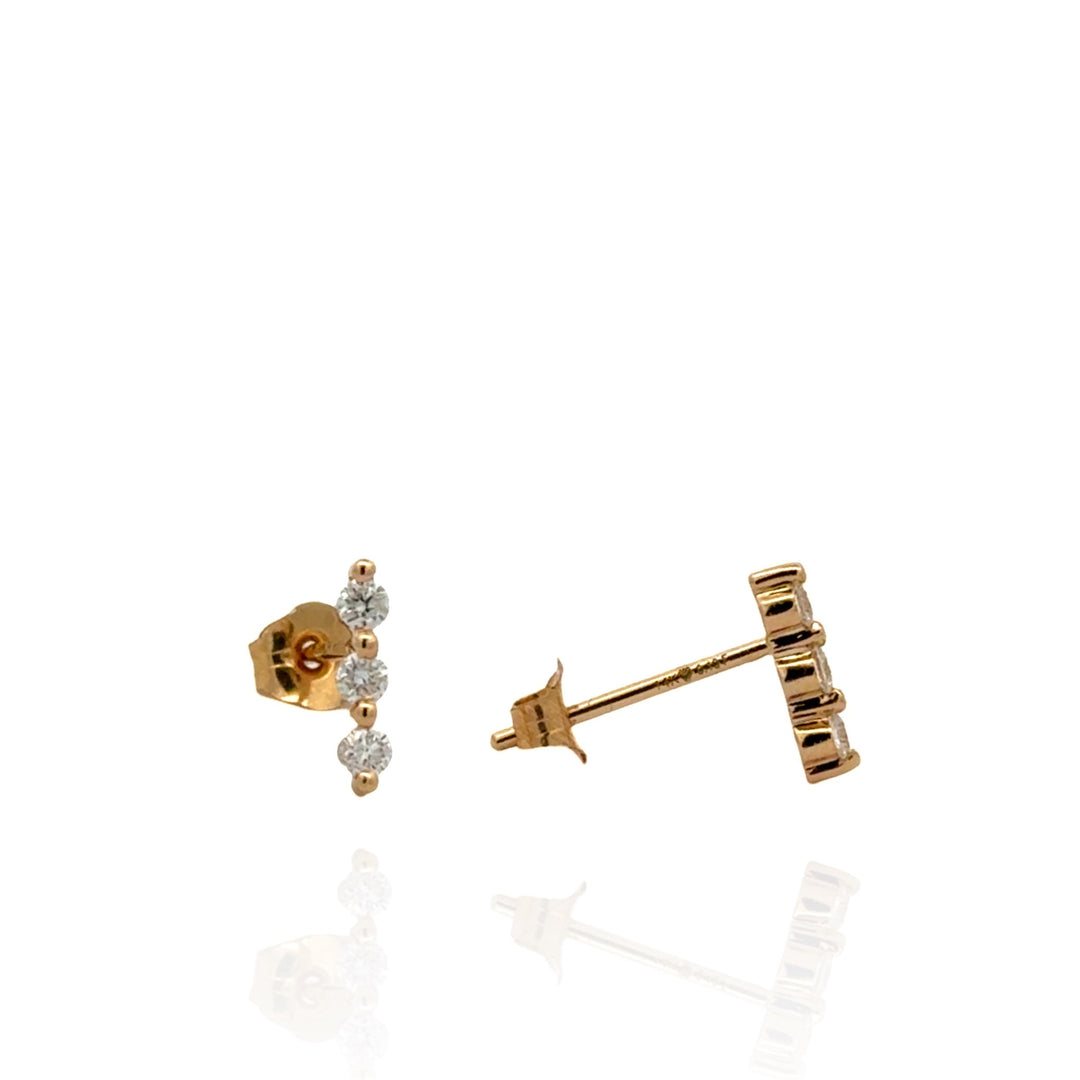 14 Karat Yellow Gold and Diamond Stud Earrings