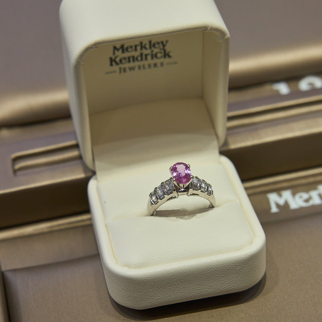 18 Karat Pink Sapphire and Diamond Ring