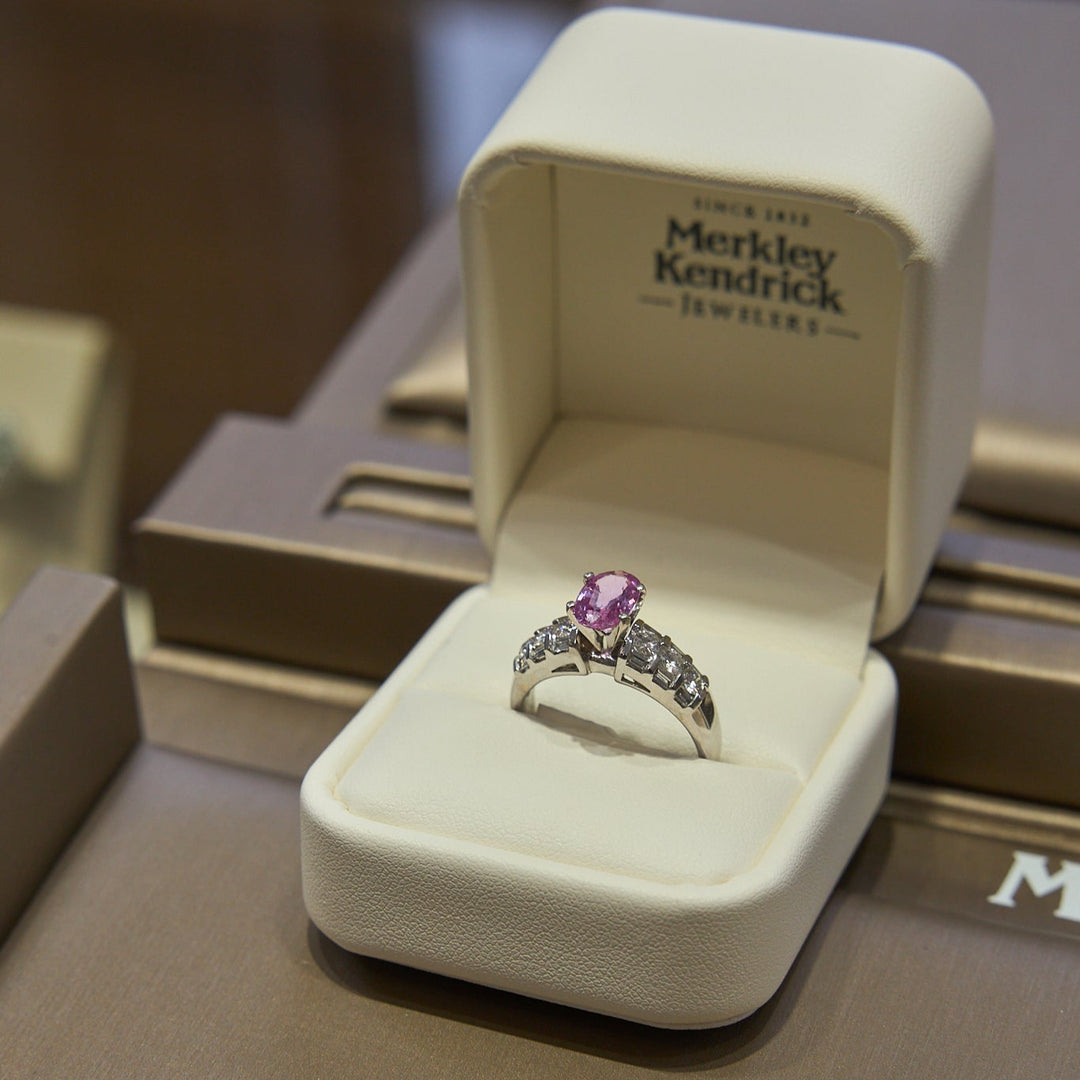 18 Karat Pink Sapphire and Diamond Ring