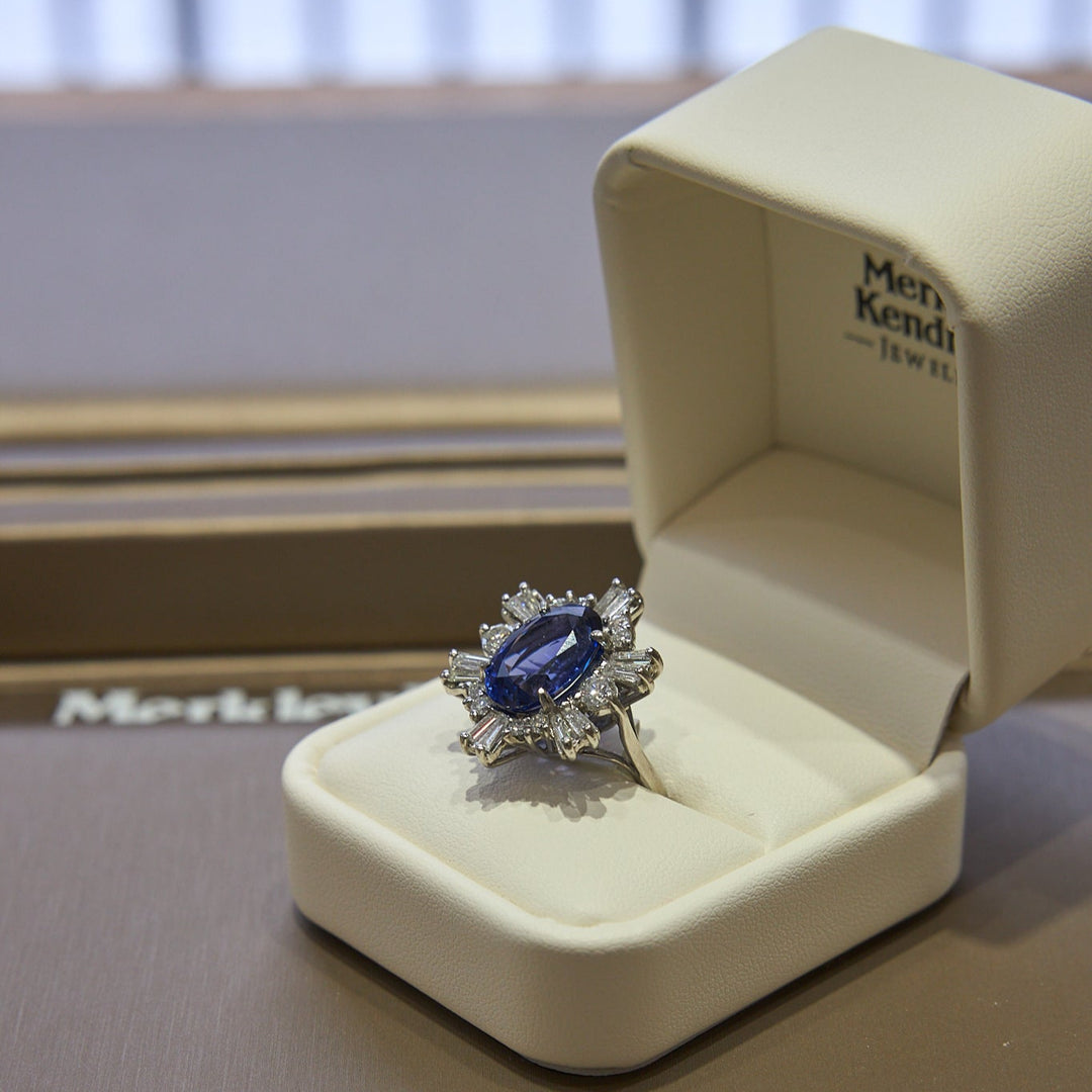 Handmade Platinum Tanzanite and Diamond Ring