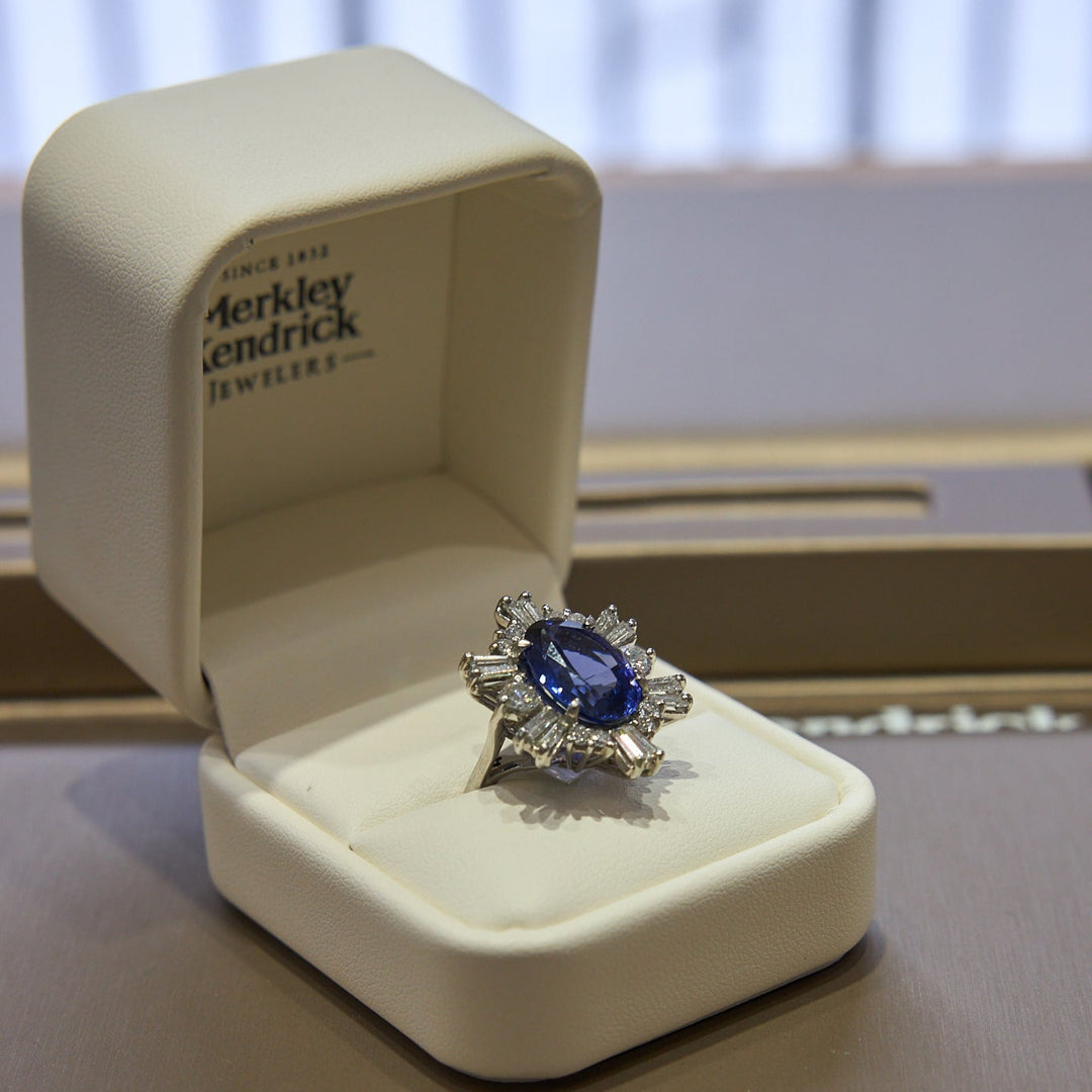 Handmade Platinum Tanzanite and Diamond Ring