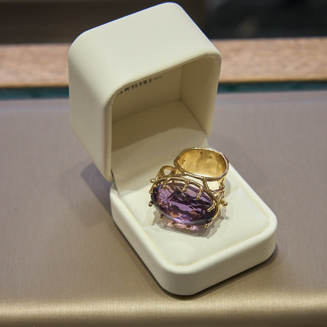 14 Karat Yellow Gold Amethyst Cocktail Ring