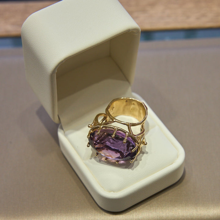 14 Karat Yellow Gold Amethyst Cocktail Ring