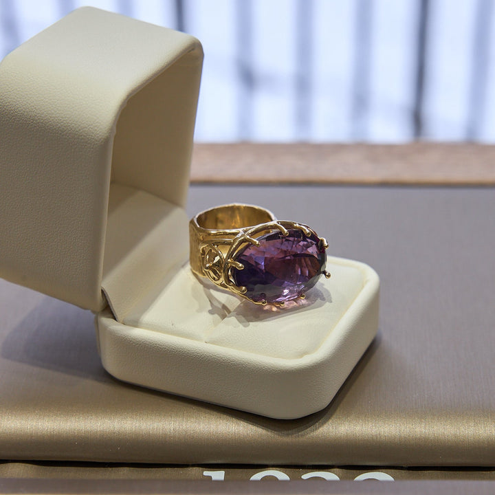 14 Karat Yellow Gold Amethyst Cocktail Ring