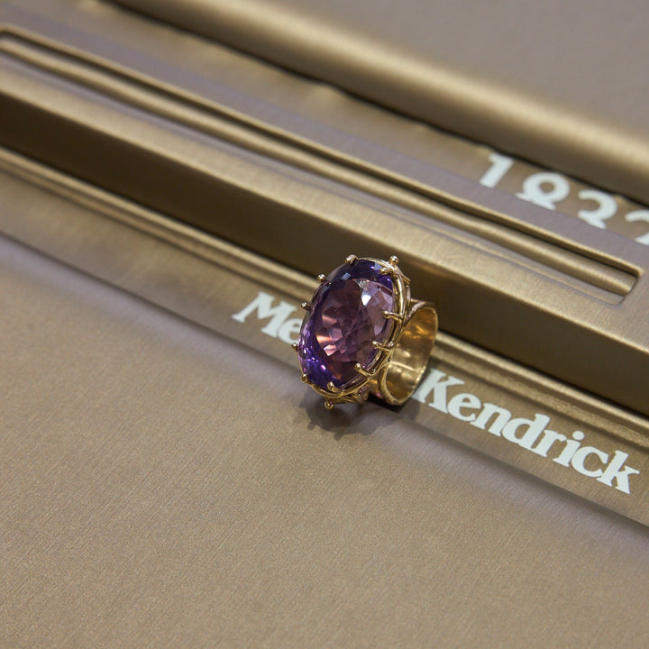 14 Karat Yellow Gold Amethyst Cocktail Ring