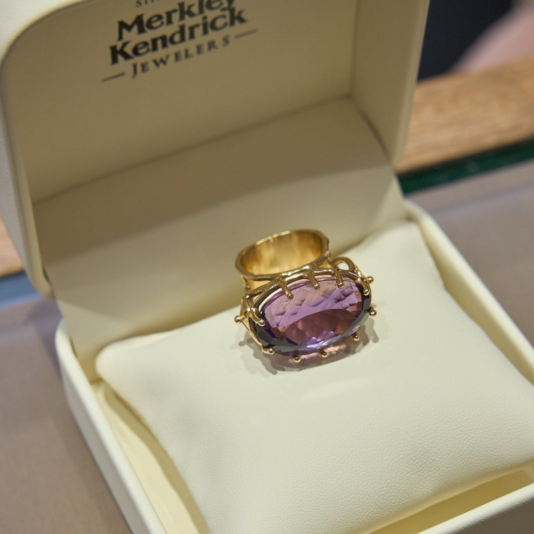 14 Karat Yellow Gold Amethyst Cocktail Ring