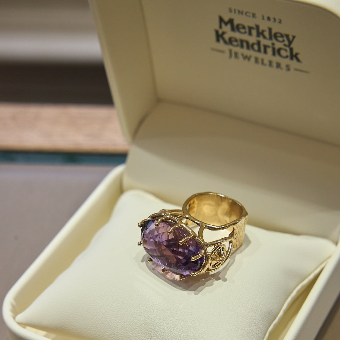 14 Karat Yellow Gold Amethyst Cocktail Ring