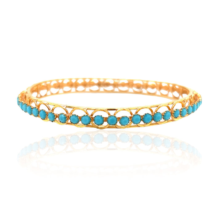 21 Karat Gold Blue Chalcedony Bangle Bracelet