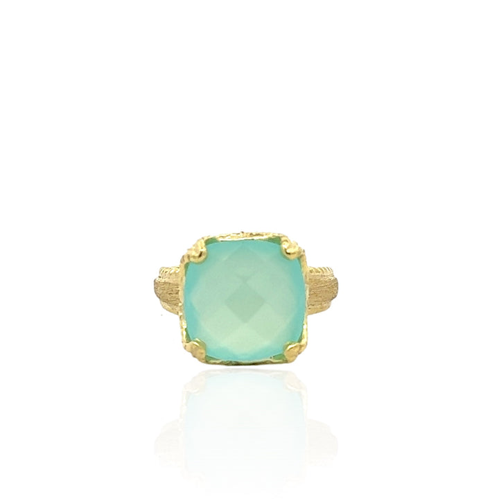 14 Karat Green Gold Chalcedony Ring