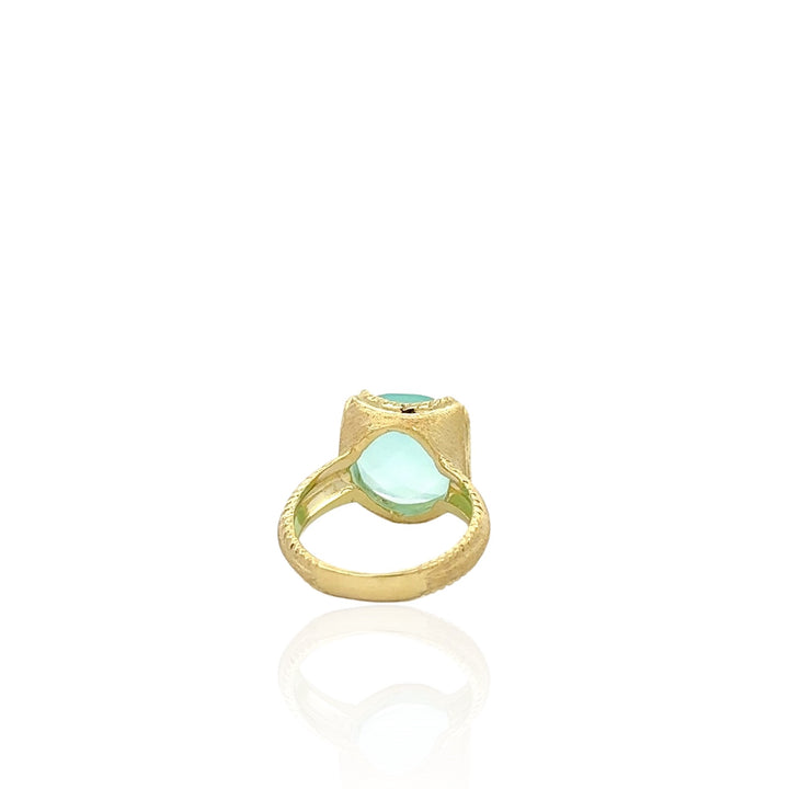 14 Karat Green Gold Chalcedony Ring