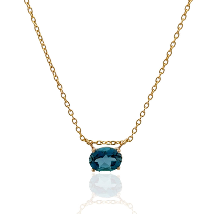 14 Karat Yellow Gold London Blue Topaz Pendant