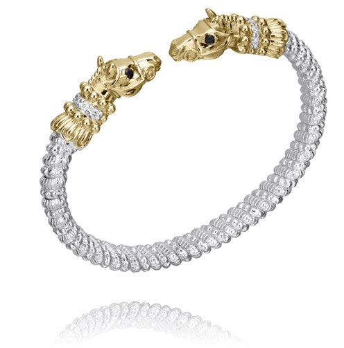 14 Karat Yellow Gold and Sterling Silver Diamond Bracelet