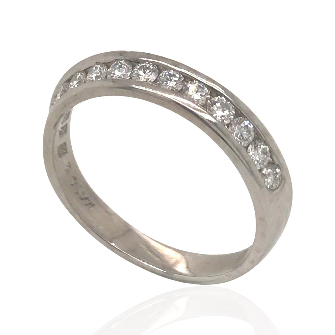 18 Karat White Gold Asymmetrical Channel Set Diamond Band