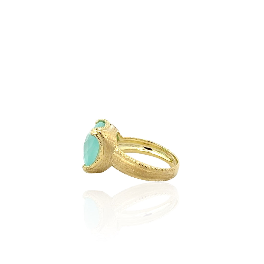 14 Karat Green Gold Chalcedony Ring