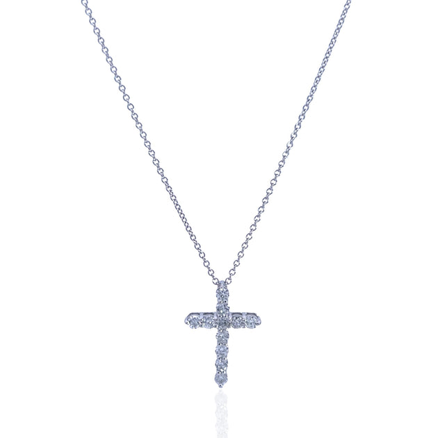 14 Karat White Gold Diamond Cross Necklace – Merkley Kendrick Jewelers