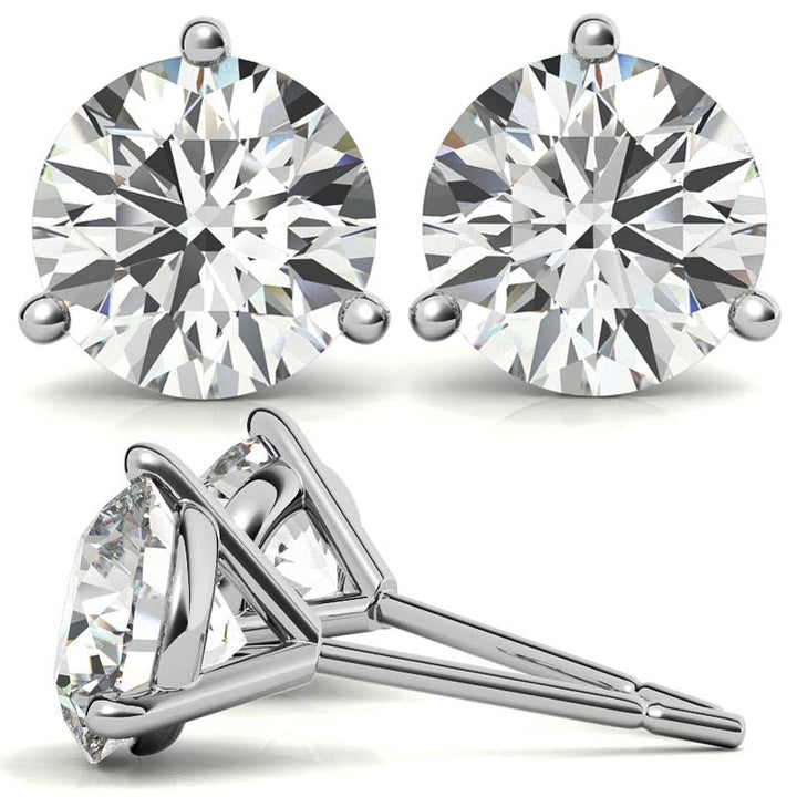 Round Brilliant Diamond Stud Earrings in Martini Settings